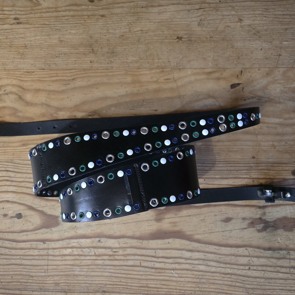 Studded Black Leather Belt
